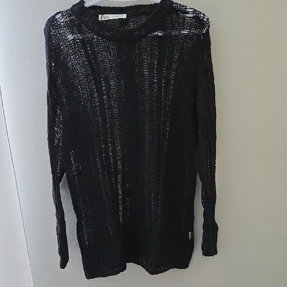 Zara Black Open-Knit Sweater